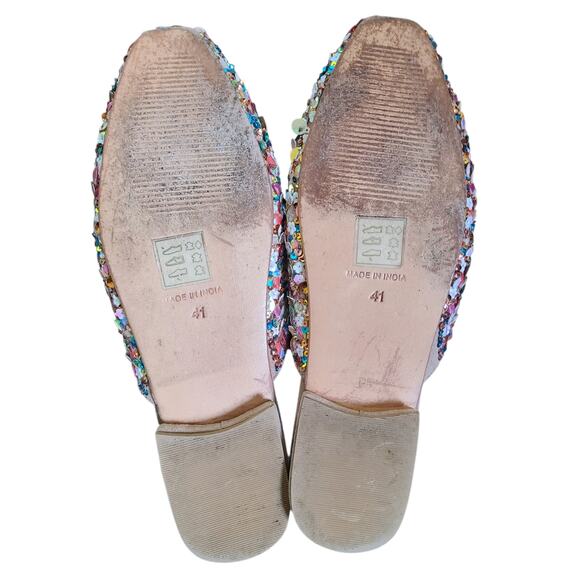 LLANI Confetti Embellished Slides in Peach Size 41 US 10 - Picture 5 of 6